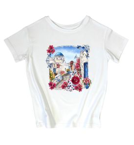 Женская футболка с принтом "Санторини"