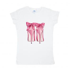 Женская приталенная футболка "Туфли с бантиком"
