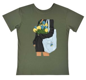 Жіноча футболка "Дівчина з тюльпанами"