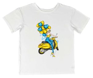 Жіноча футболка з малюнком "Дівчина на помеді"