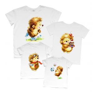 Семейный набор футболок с принтом Family look "Ёжики"